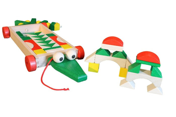 Wooden Crocodile Pull Along Block Set