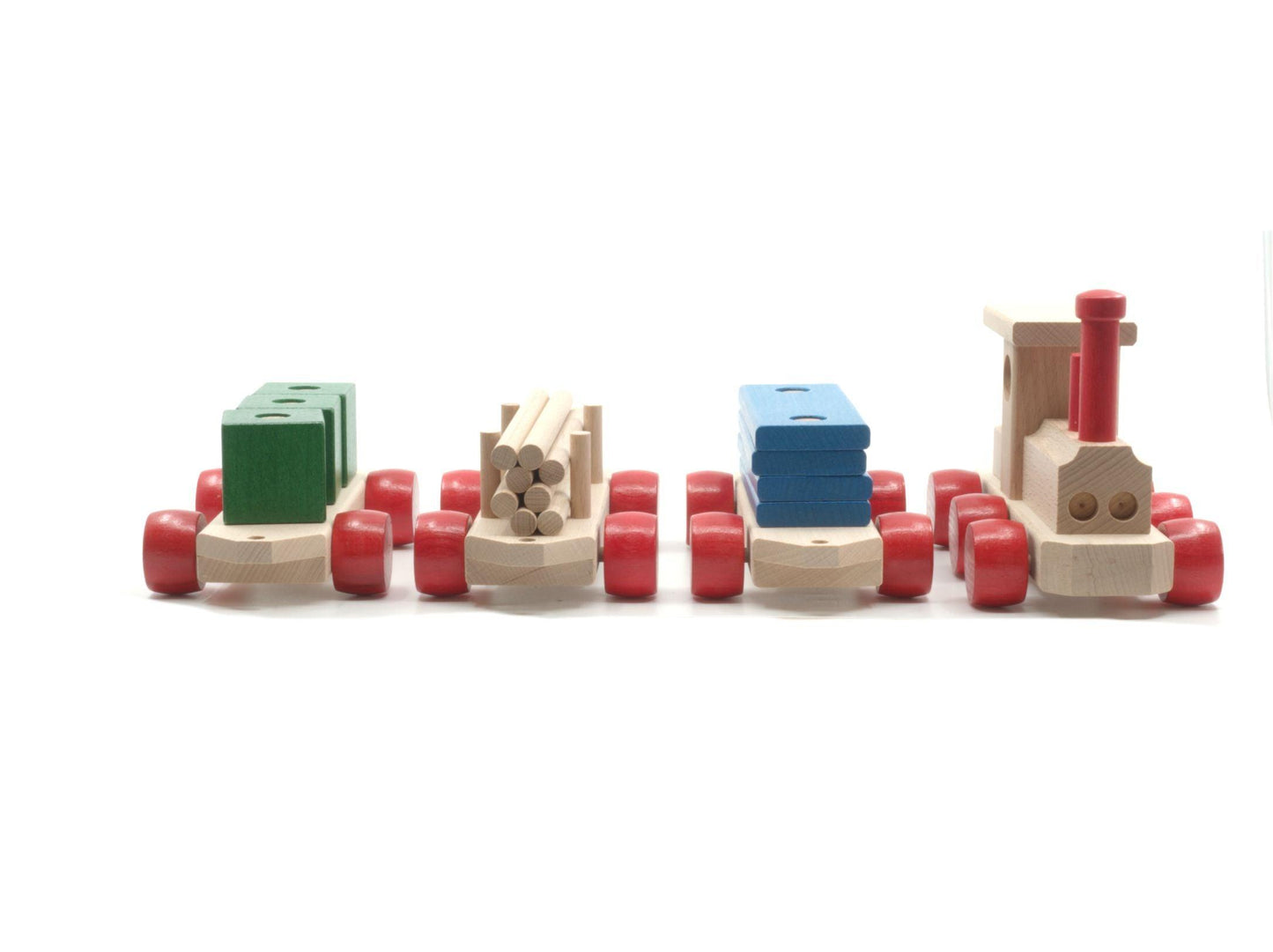 Large Wooden Toy Train Assembled Front View