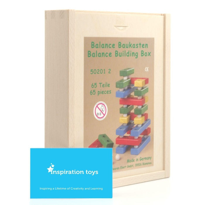 Wooden balance blocks and balls stacking set on angle