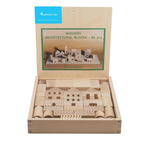 Wooden building blocks village design contents