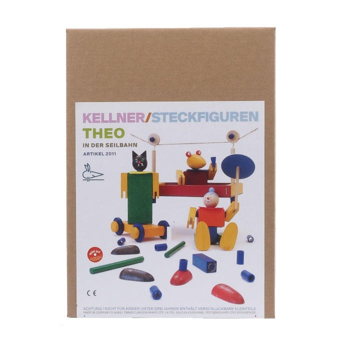 Wooden construction toys cable car in packaging