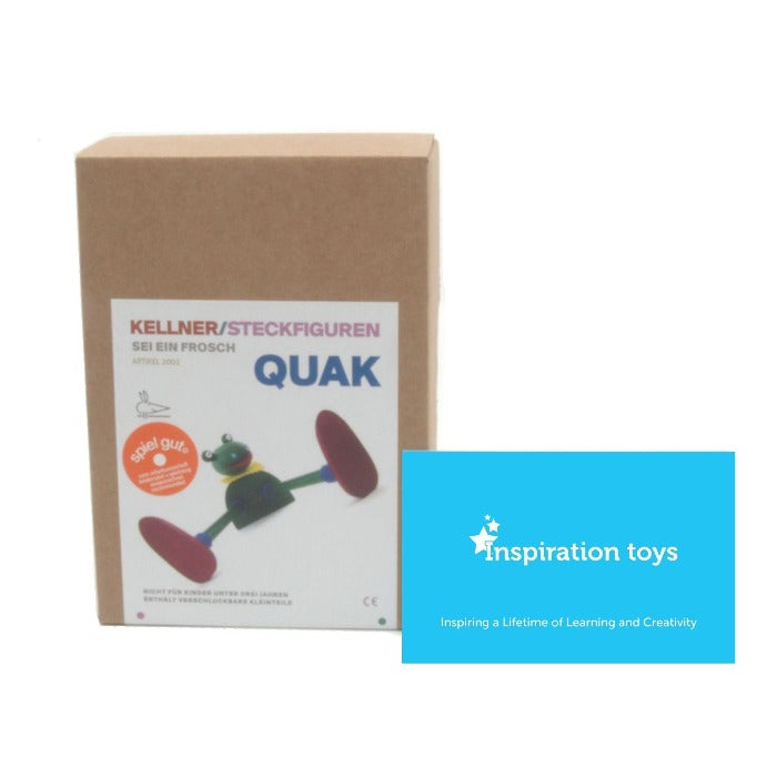Wooden Construction Toys Quak the Frog in its box.