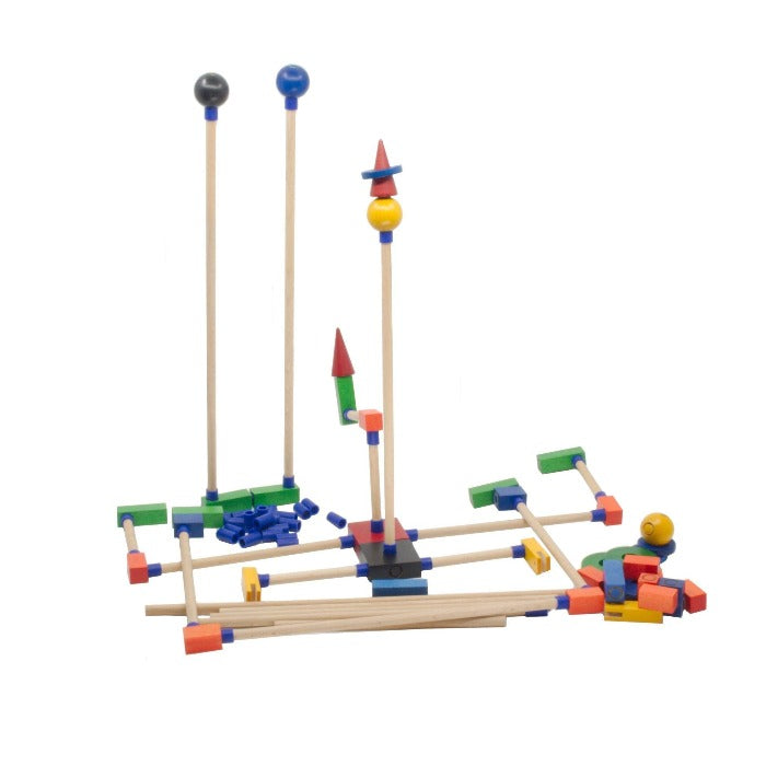 Wooden construction toys sticks assembled