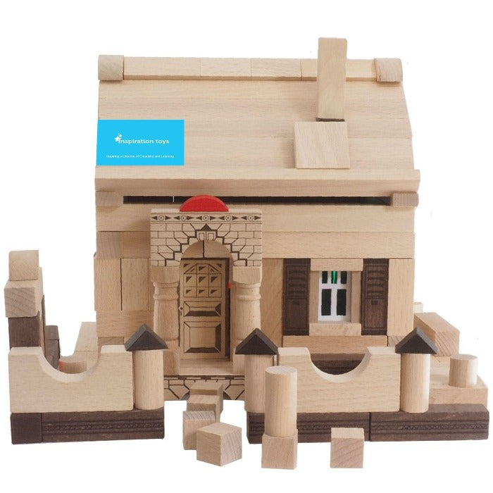Wooden construction toys wooden house assembled