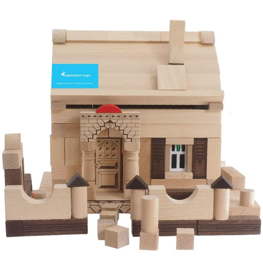 Wooden construction toys wooden house assembled