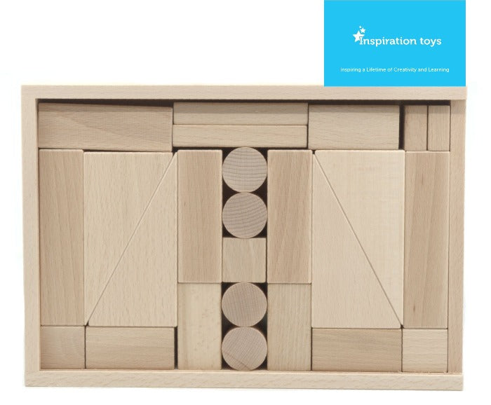 Wooden puzzles and blocks NZ Vario building box contents.