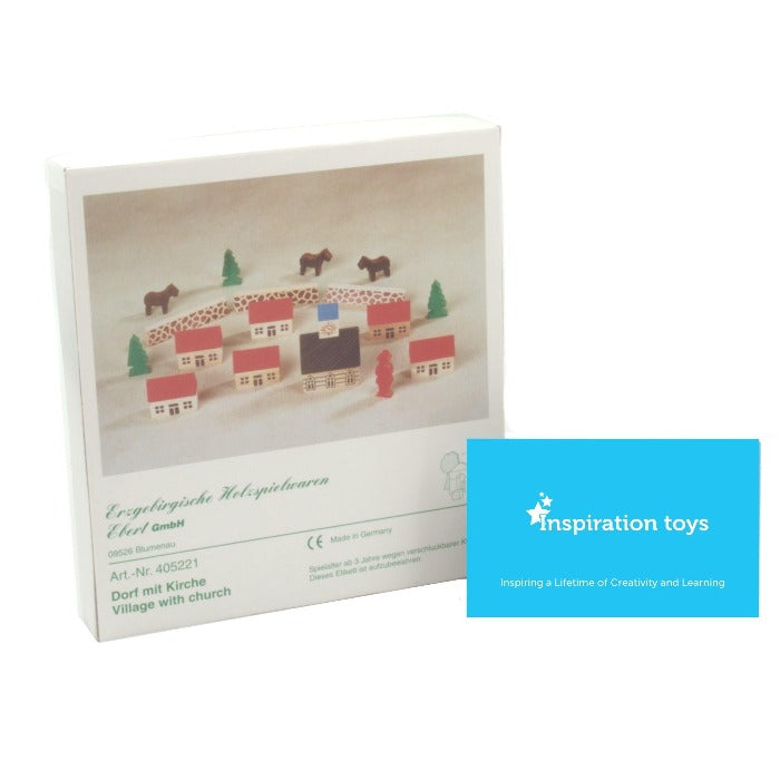 Wooden Miniature Toy Church Village Packaging