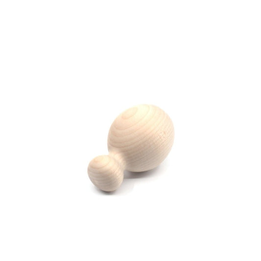 Natural wooden baby rattle rounded on side