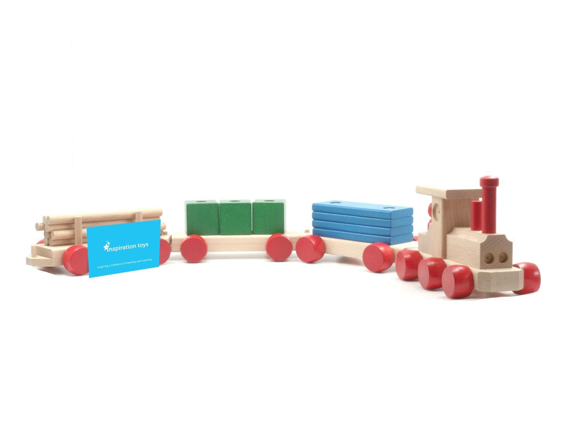 Large Wooden Toy Train Assembled Side View