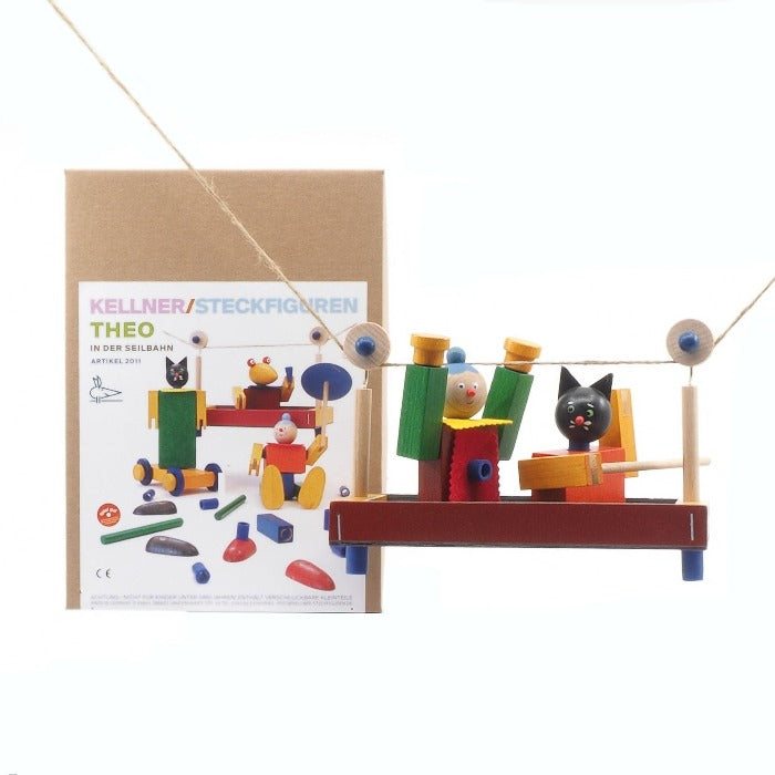 Wooden construction toys cable car assembled