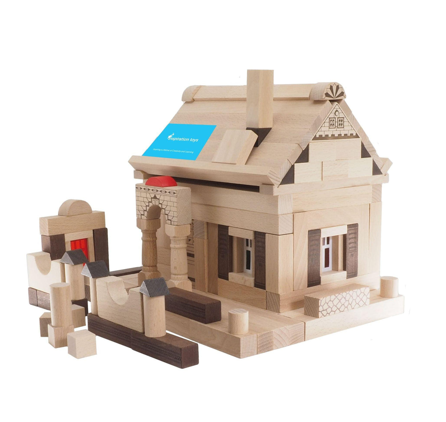 Wooden construction toys wooden house assembled