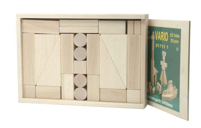 Wooden puzzles and blocks NZ Vario building box lid.