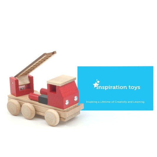 Little wooden toy fire engine.