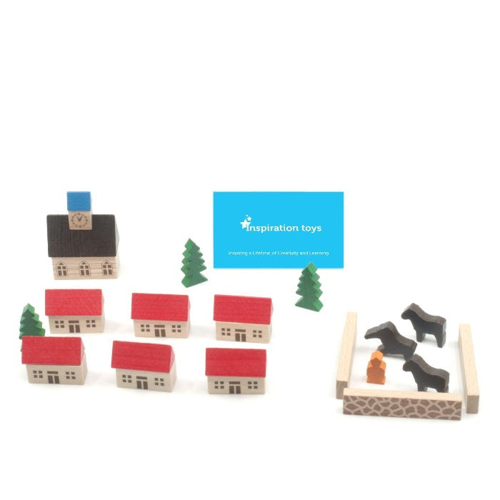 Wooden Miniature Toy Church Village Unboxed